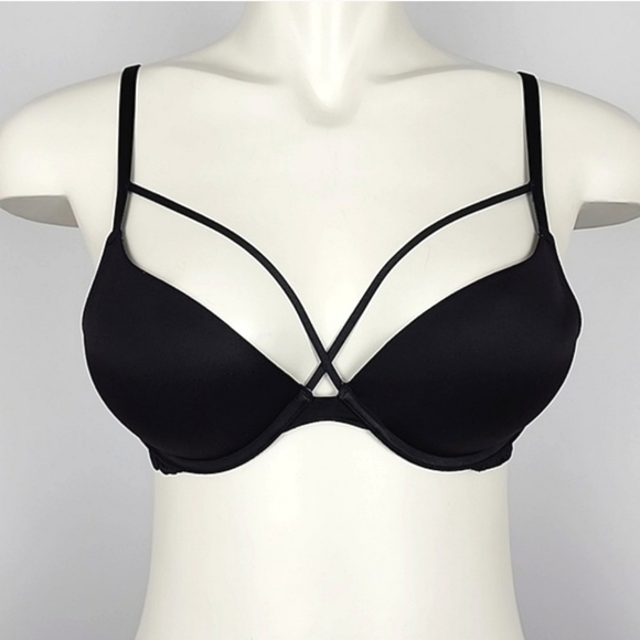 ⭐️2/ $40⭐️ La SENZA Obsession Black Lace Padded Underwire Push Up Bra 32C - Picture 2 of 14